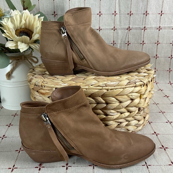 Sam Edelman “Packer” Ankle Boots Tan Leather Double Zip Bootie Sz 6.5 PreLoved - Picture 8 of 8